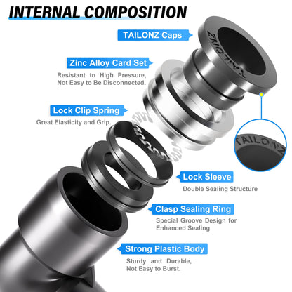TAILONZ PNEUMATIC Elbow and Straight Combination 1/4 Inch Tube OD x 1/4 Inch NPT Thread Push to Connect Fittings PC-1/4-N2+PL-1/4-N2(Pack of 12)