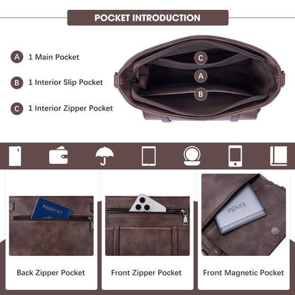 Roulens Crossbody Bags for Women,Multi Pocket Crossbody Purses Vegan Leather Shoulder Handbags Travel Purse Adjustable Strap