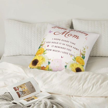 Birthday Gifts for Mom, Mom Birthday Gifts from Daughter Son, Mother Birthday Gifts, Best Gifts for Mom Birthday, Happy Birthday Mom Gifts, Mother Gifts for Birthday Throw Pillow Covers 18x18 Inches