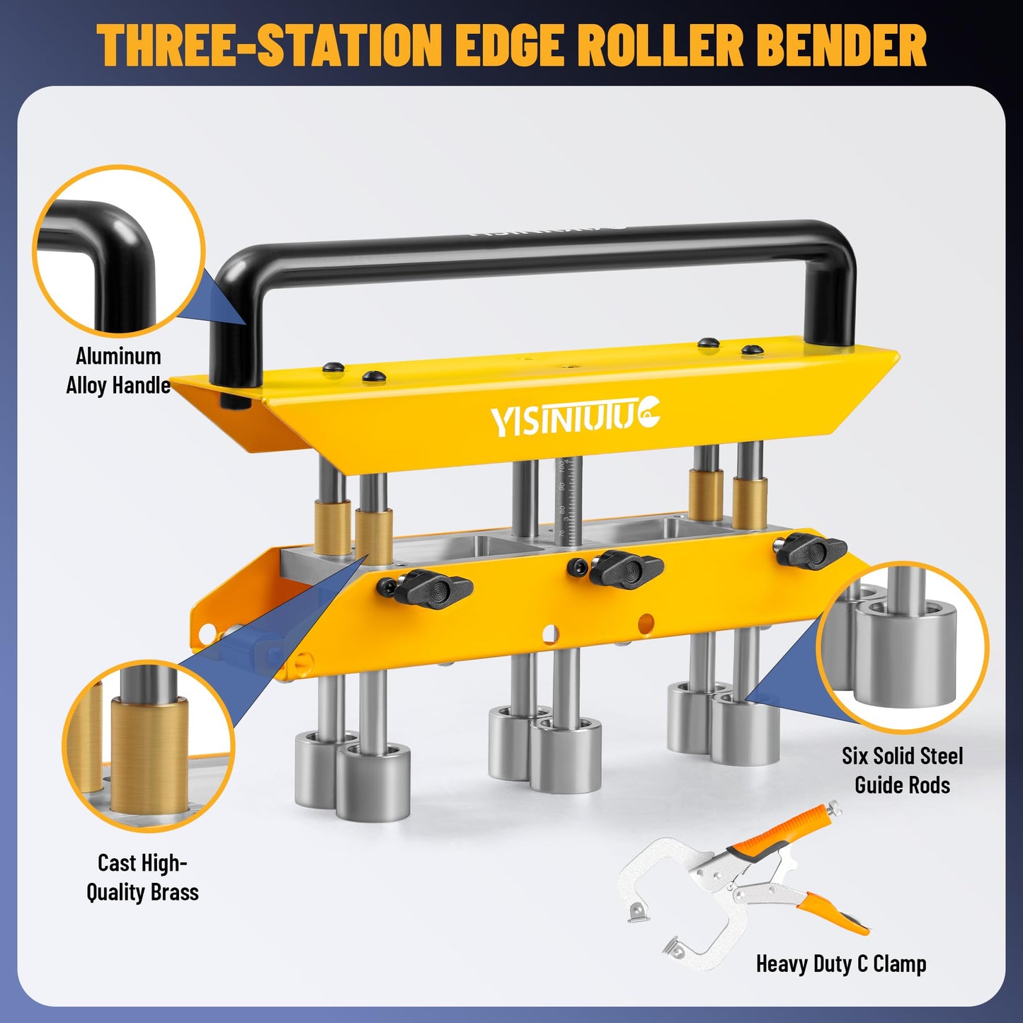 Large Sheet Metal Bend,Three-Station Edge Roller Bender,0-90° Bending Angle Bending Metal Roofing Materials,Adjustable for Making 5/8" to 4" (16 to 102 MM) Bends in 29 to 22-Gauge Steel