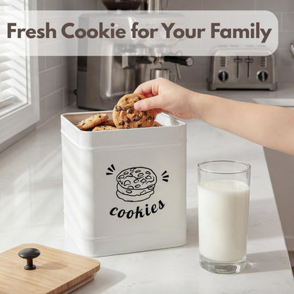 PERFNIQUE Cookie Jar with Lid Airtight, Cookie Tin with Bamboo Lid, Cute Cookie Jars for Kitchen Counter Decorative, 1 Gallon Food Storage Container for Candy, Cookies, Dessert, Farmhouse Home Decor