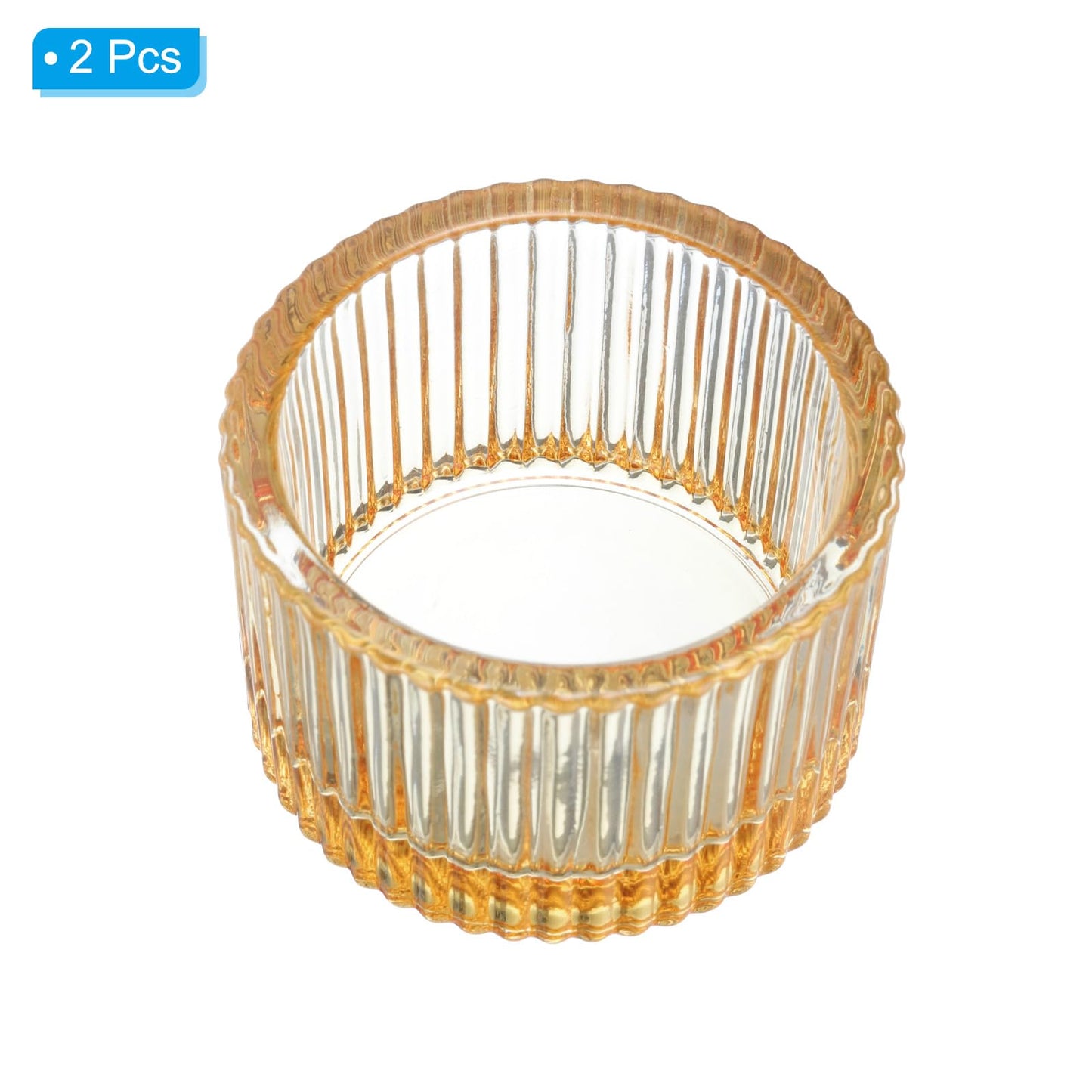 PATIKIL 2 Pcs Tealight Candle Holder, Tea Lights Candle Holder Glass Votive Candle Holders Glass Candle Holders for Table Centerpiece Decor Wedding Dinner Party, Gold Tone