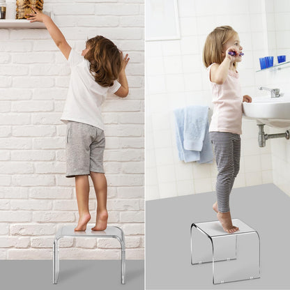 Step Stools for Kids, Acrylic Stools, Step Stools for Adults, Small Step Stool, 12 Inches Acrylic Stool Bathroom, Clear Step Stool, Toilet Stools, Plant Stand, Foot Stool (Common（2 Pack）)