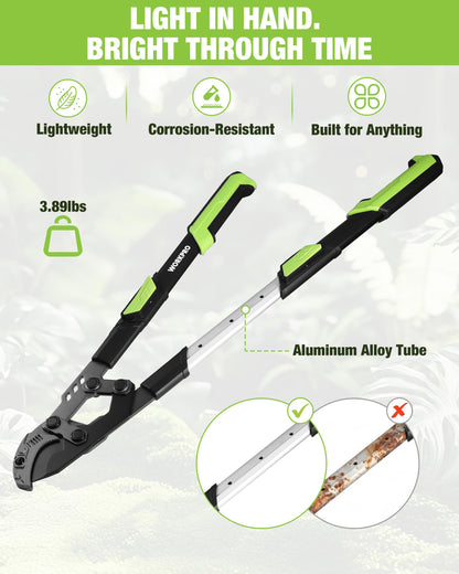 WORKPRO 26"-33" Extendable Anvil Lopper, Heavy Duty Tree Trimmer with 2 Inch Cutting Capacity, Branch Cutter with Compound Action, Garden Lopper with Telescopic Handles for Garden Farm Orchard