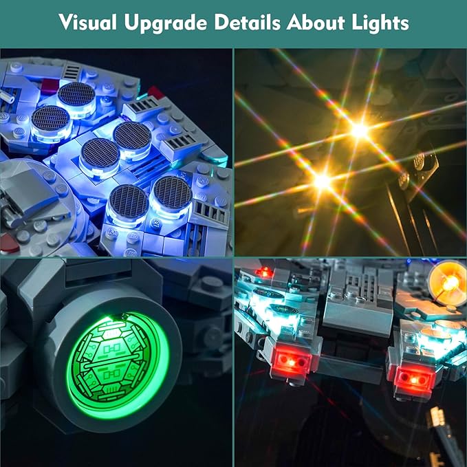 VONADO LED Light Kit Compatible with Lego Millennium Falcon 75375 25th Anniversary (No Models Only Light) Remote Control Creative Lighting Set Compatible with Lego Millennium Falcon Lego Set 75375