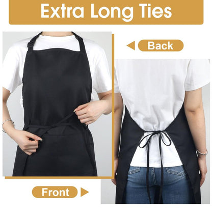 Okxiri 3 Pack Black Aprons for Women with Pockets, Adjustable Water Resistant Cooking Apron Unisex Bib for Chef Men and Women
