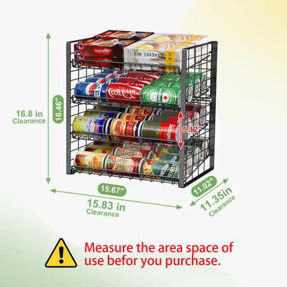 JKsmart 2-Tier Stackable Can Rack Organizer for Pantry, Adjustable Can Dispenser Holds Up to 62 Cans, Can Storage Holder for Various Ounces of Canned Food Soda Drinks, Black, 2 Pack (Petent Pending)