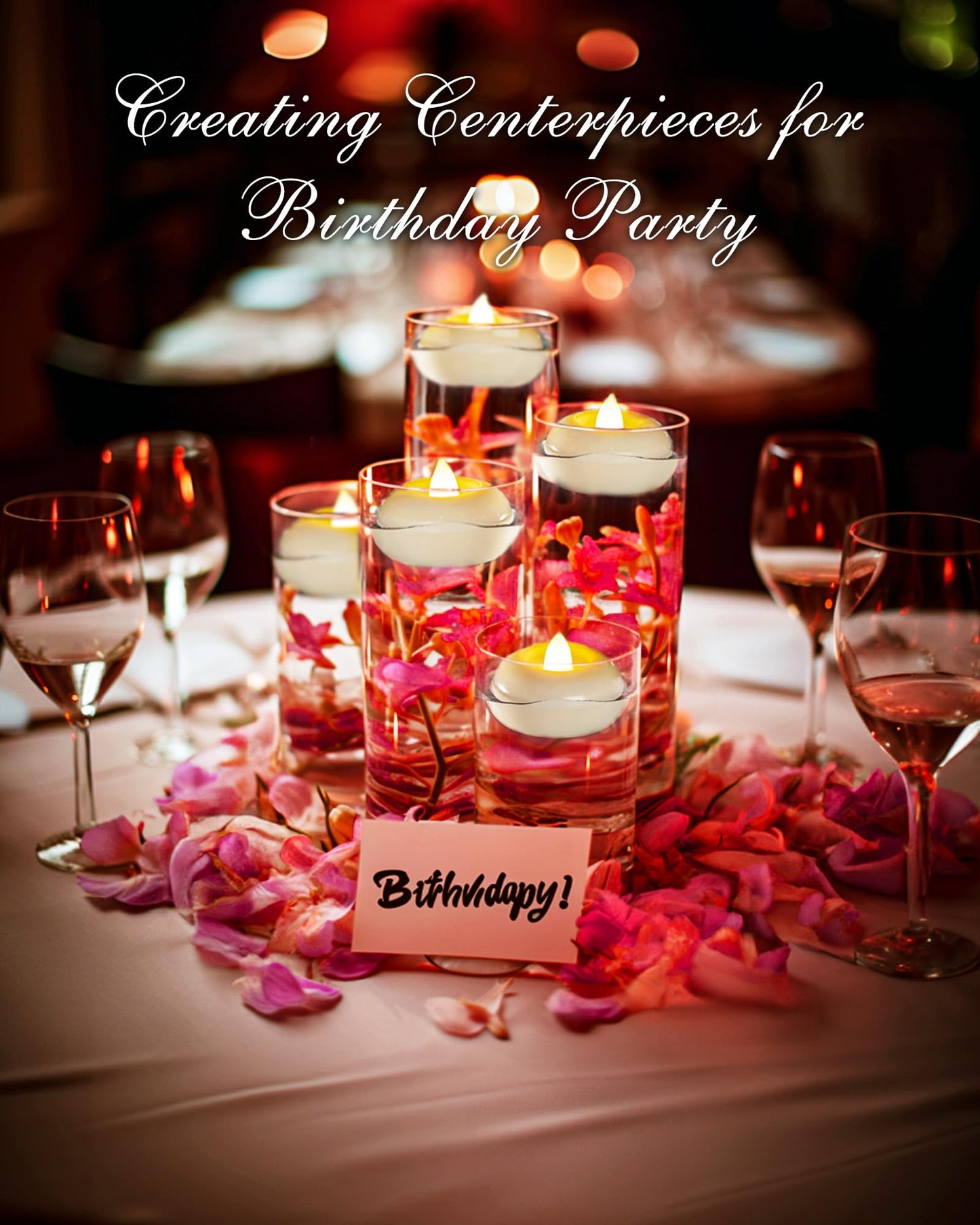 Homemory 48Pack 2” Flameless Led Floating Candles, 200 Hour Plastic Battery Operated Flickering Waterproof Tealights for Cylinder Vases, Centerpieces at Wedding, Party, Pool, Holiday (White Base)