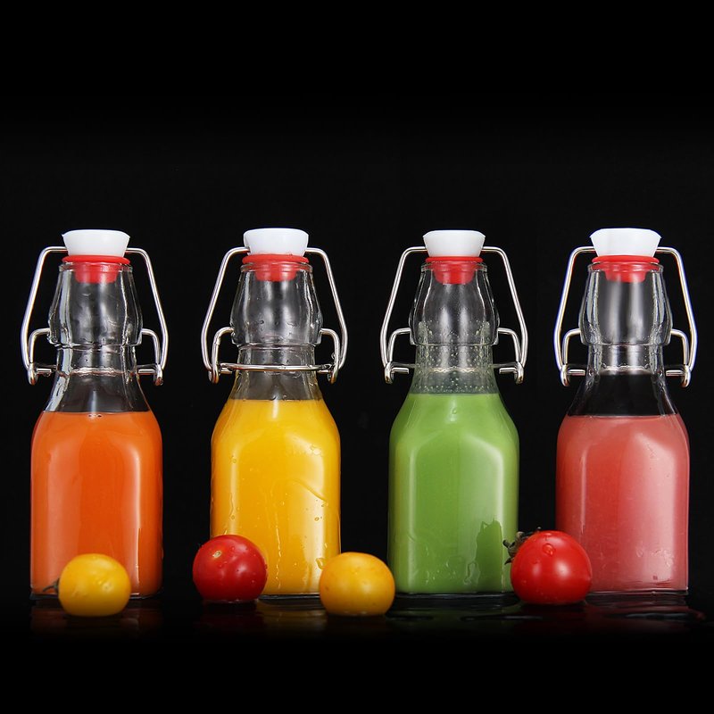 YEBODA 4oz Swing Top Glass Bottles,Small Flip Top Glass bottles with airtight Caps for Home Brewing,Kombucha,2nd Fermentation,Kefir,Beverages,Soda,Oils,Vinegar,Limoncello,Vanilla extract 12 Pack