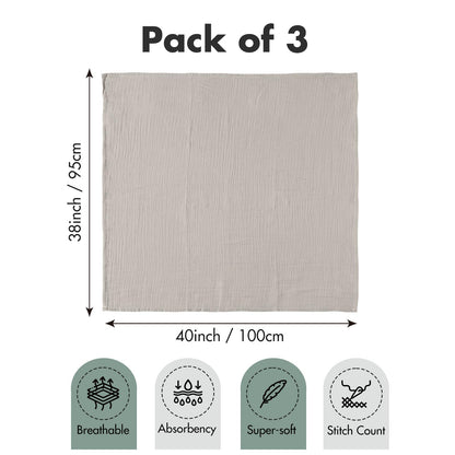 Muslin Swaddle Blankets for Newborn, 3 Pack Breathable Soft Receiving Blanket, Large 38 x 40 inches Swaddle Wrap Burping Clothes, Essentials Infant Shower Items, Toddler Gift (Bright Colors)