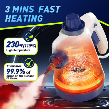 Steam Cleaner, Pressurized Handheld Steam Cleaner for Home with 12pcs Accessories & Safety Lock, Multi-Surface & Powerful Home Use Steamer for Cleaning, Car, Bathroom, Shower, Window, Grime, Grease