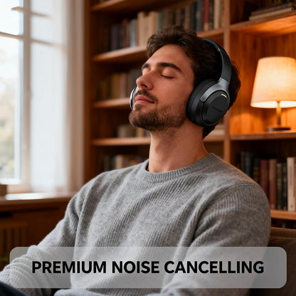 ILOCKZONE LC30Pro Hybrid Active Noise Cancelling Headphones, 100H Playtime Wireless Over Ear Bluetooth 5.4 Headset, Deep Bass, Multipoint Connection, Foldable Headphones for Travel, Home, Office