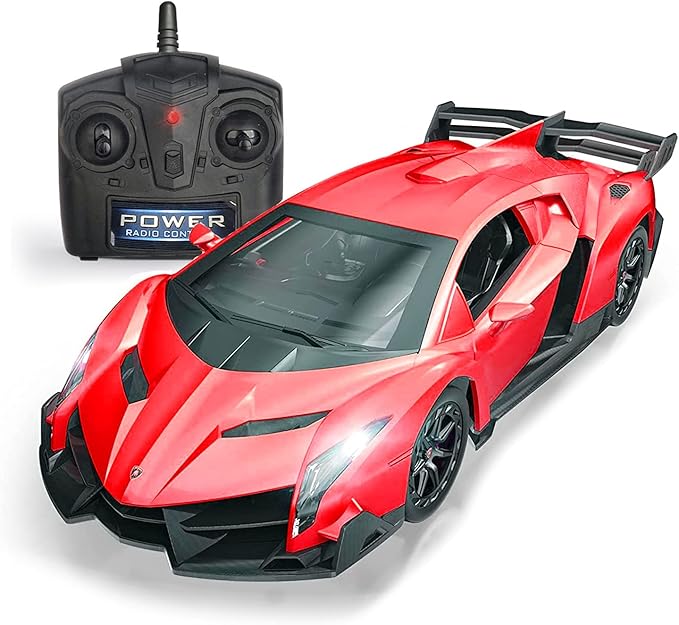 QUN FENG Remote Control RC CAR Racing Cars Compatible with Lamborghini Veneno Officially Licensed 1:24 Toy RC Cars Model Vehicle for Boys 678 Years Oldred