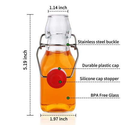 UrSpeedtekLive 12 Pack 4oz Swing Top Glass Bottles, 125ML Square Bottles with Airtight Stoppers for Kombucha, Kefir, Vanilla Extract, Beer(Bonus Gaskets, Labels and Funnel)