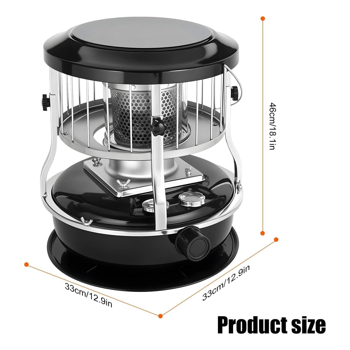 Portable Kerosene Heater, 9000 BTU Radiant Space Heater Adjustable Height Non Electric Indoor Heater with 4.6L Fuel Tank, for Garage Camping