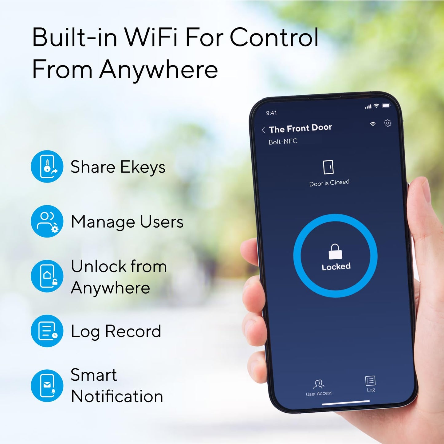 ULTRALOQ 2025 Upgrade Bolt NFC Smart Door Lock, Built-in WiFi Deadbolt 6-in-1 Keypad Keyless Entry Door Lock & Door Sensor,Auto Unlock,IP65 Waterproof,Easy Installation,BHMA Grade AAA