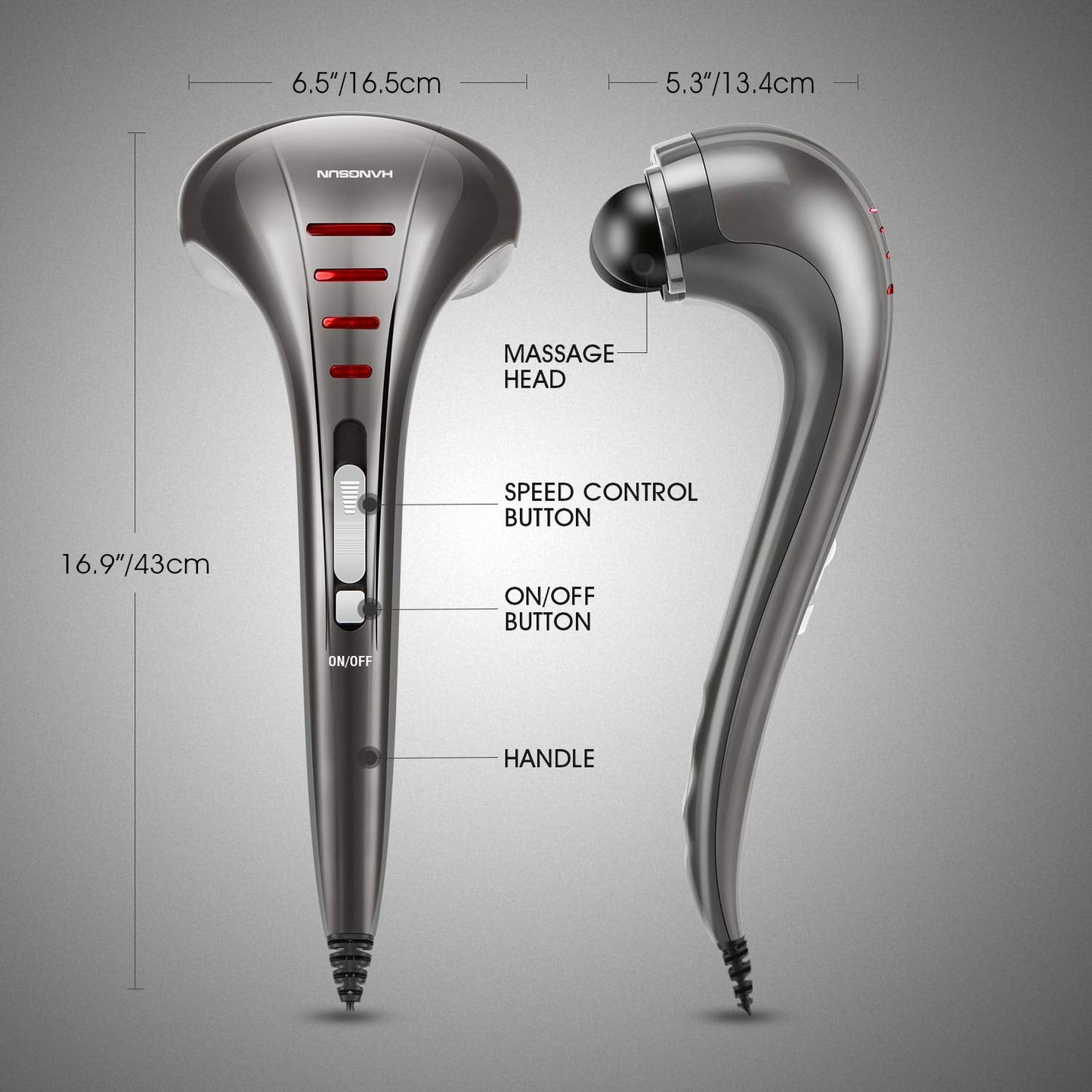 Hangsun Handheld Neck Back Massager for Pain Relief Deep Tissue, Electric Double Head Percussion Massage MG460 for Shoulder, Leg, Foot, Muscles, Full Body