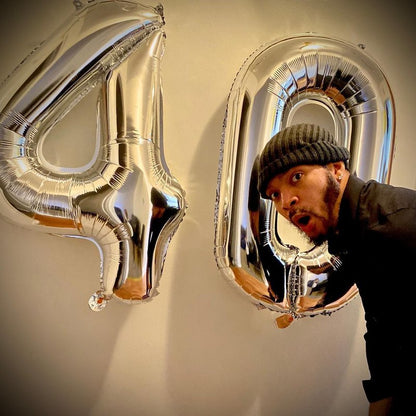 Silver Number 4 Balloon 40 Inch, 4th Birthday Party Decorations for Children, Giant 4 Foil Balloon for Party Supplies