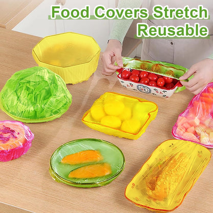 Mwellewm Bowl Covers Reusable Elastic Plastic Wrap for Food Storage Fresh Keeping Stretch Bags Bowl Covers for Bread Proofing Alternative to Foil for Family Outdoor Picnic Sourdough Baking(180)
