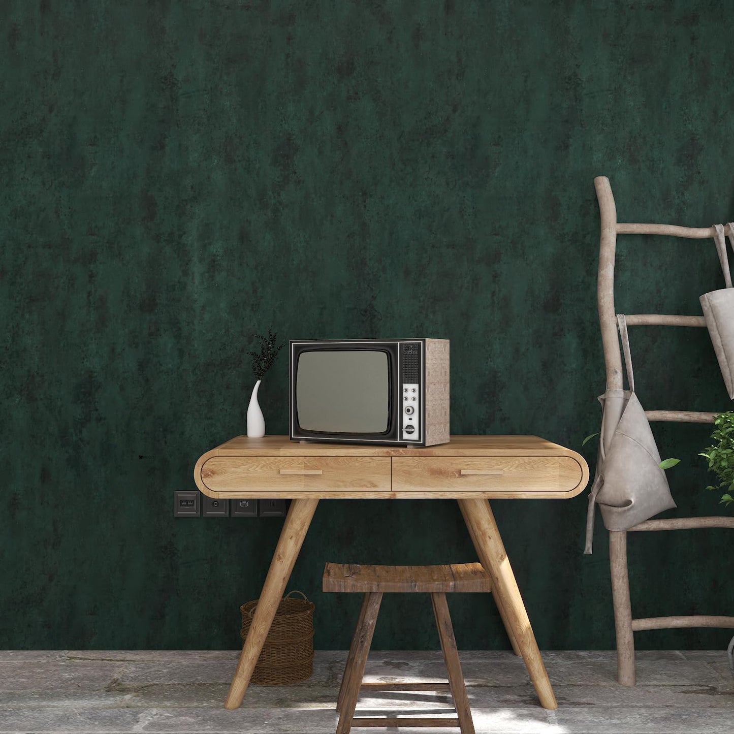 32"x354" Big Wide Dark Green Contact Paper Matte Extra Thick Art Deco Peel and Stick Wallpaper Waterproof Self-Adhesive Removable Pure Green Vinyl Wallpaper 3D Textured for Cabinet Studio Farmhouse
