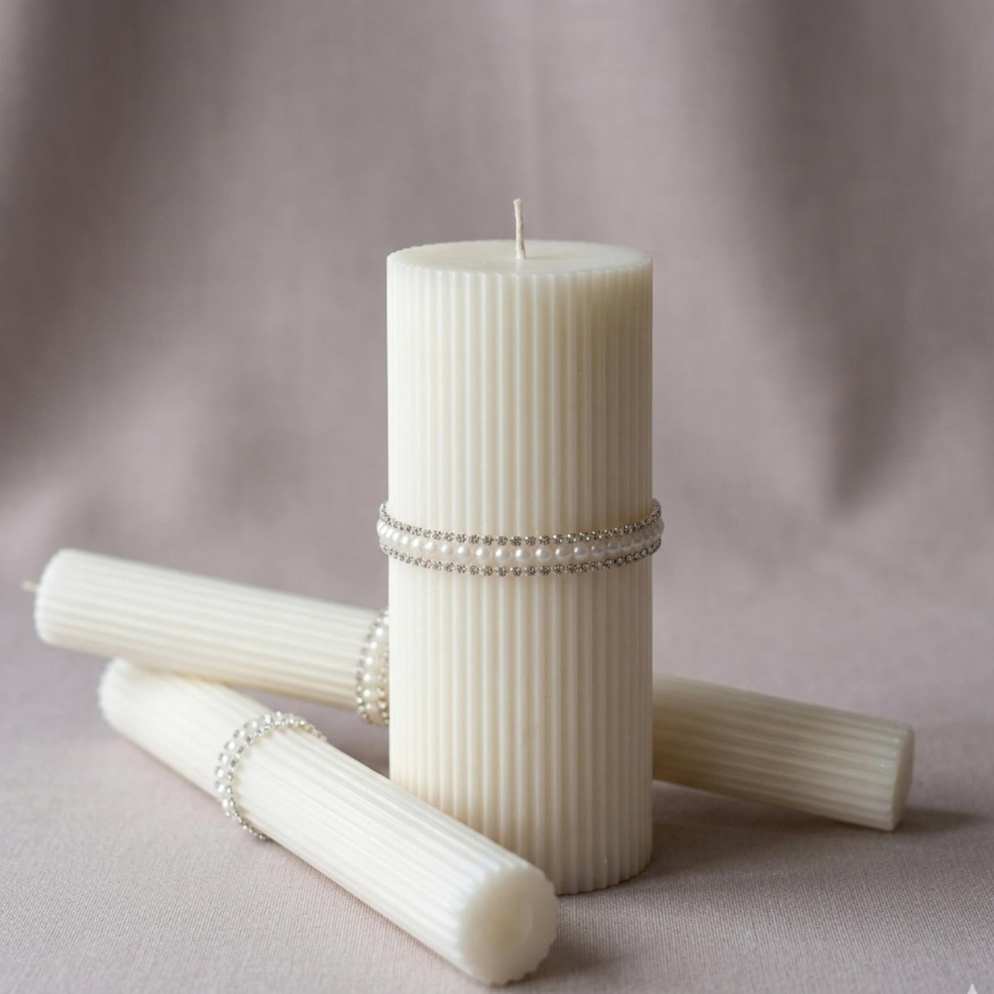 Magik Life Unity Candle Set - Wedding Ceremony & Reception – 6” Pillar & Two 10” Taper Candles – Long Burning Unity Candles for Marriage Ritual & Home Decor– Handmade in USA – King|White