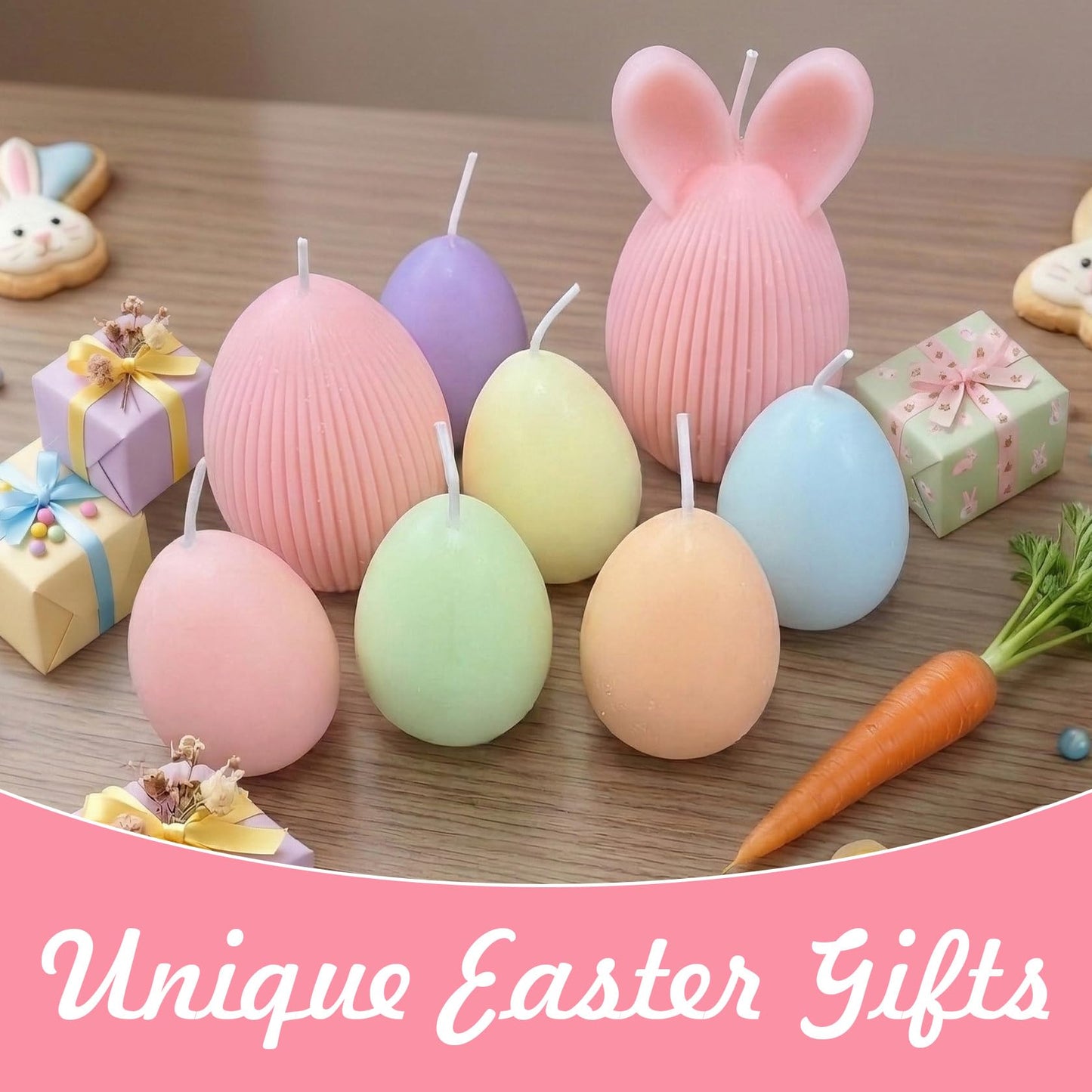 Fieldspark Easter Bunny Candles Purple Set, 2.5'' x 4.5'' Flower & Fruit Scented Candles, Cute Rabbit Shaped Easter Gifts for Kids, Home Decor, Spring Celebration, 2 Pcs