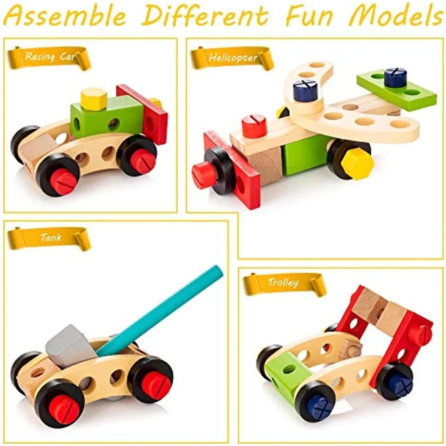 KIDWILL Tool Kit for Kids, 36-Piece Wooden Toddler Tools Set Includes Tool Box, Montessori Educational Stem Construction Toys for 2 3 4 5 6 Year Old Boys Girls, Best Birthday Gift for Kids