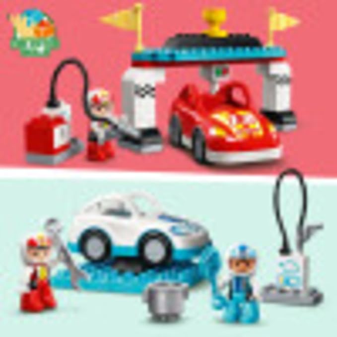 LEGO DUPLO Town Race Cars 10947 Cool Car-Race Building Toy Imaginative Developmental Playset for Toddlers and Kids New 2021 (44 Pieces)