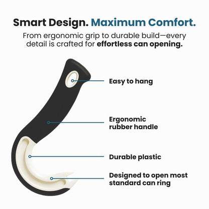 Jokari Ring Pull Can Opener for Soda and Food Cans Arthritis Aid with Non Slip Grip for Seniors Kids and Nail Protection Manual Pull Tab Tool for Easy Open Cans Black Dishwasher Safe