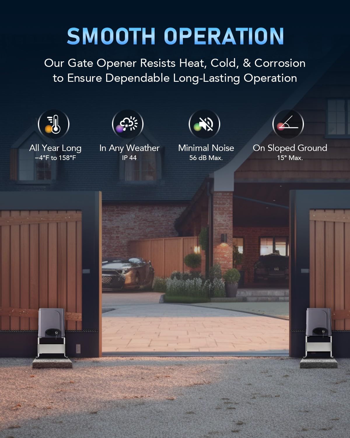 CO-Z Automatic Gate Opener with Wireless Gate Opener Keypad, 280W Sliding Door Opener Kit for 1400lb Doors, Smart Driveway Sliding Gate Opener with 20ft Driven Chain