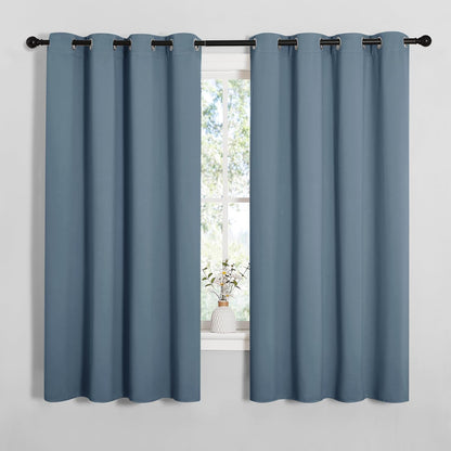 NICETOWN Smoky Blue Blackout Curtains - Thermal Insulated Drapes for Living Room | 68" Length, 55" Wide, 2 Panels