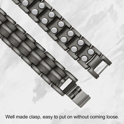 Feraco Magnetic Bracelet for Men Titanium Steel Bracelets with Double Row Magnets Adjustable (Gray)
