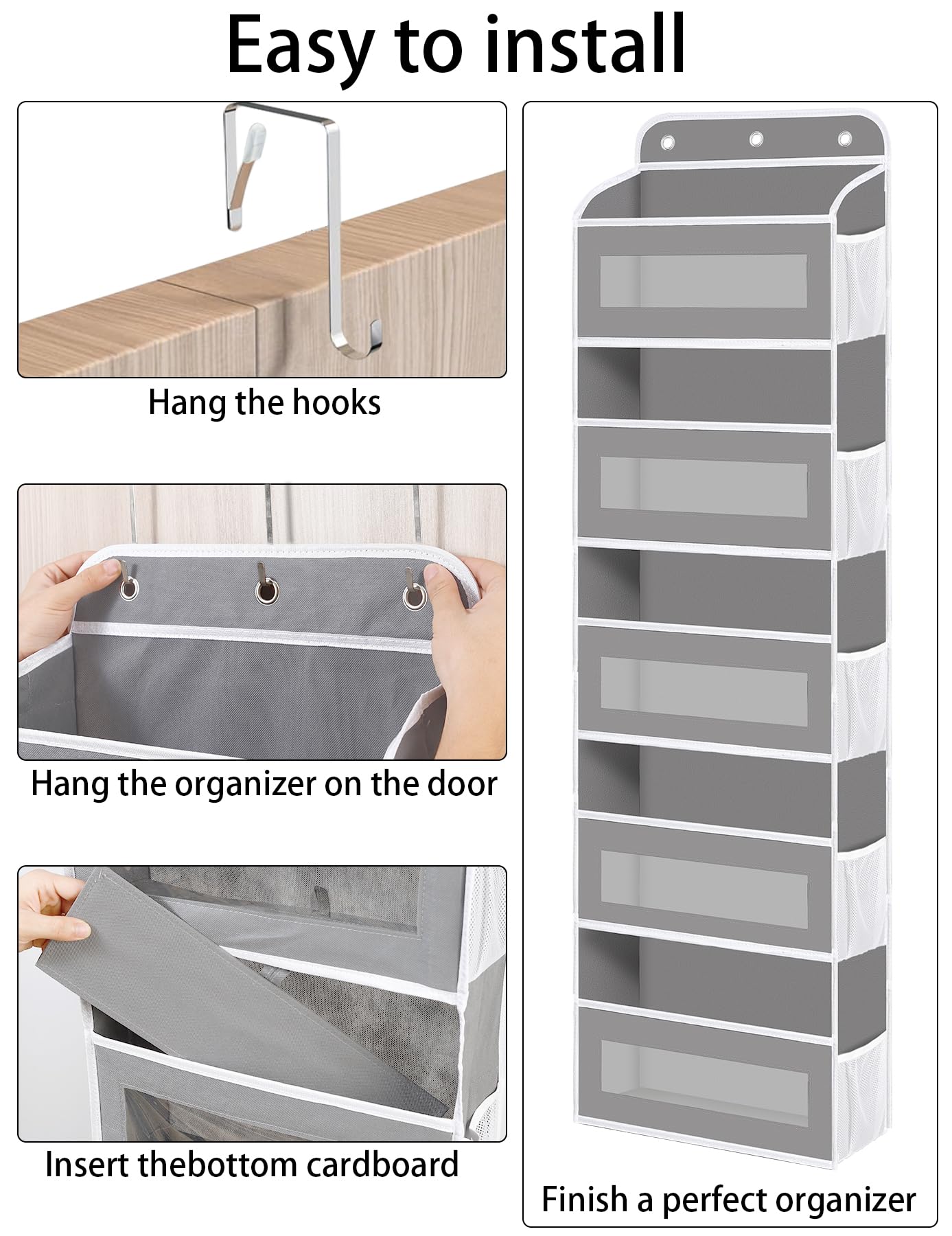 KYEVIS Over The Door Organizer, 5 Shelves Closet Door Hanging Organizer with 10 Mesh Pockets, Nursery Closet Organizer, Baby Essentials, Dorm Room Essentials for Girls