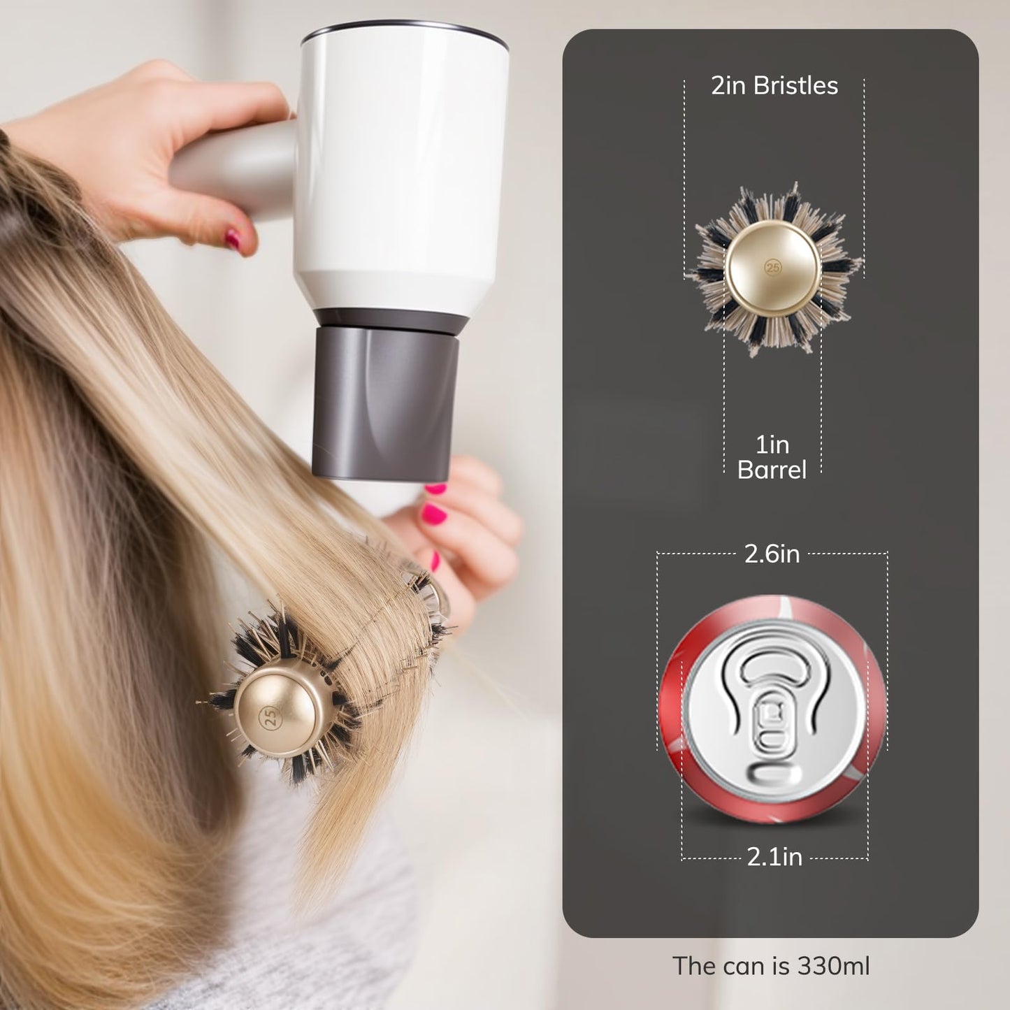 Round Brush for Blow Drying, Nano Thermal Ceramic & Ionic Tech Hair Brush with Boar Bristles, Professional Round Barrel Brush for Styling, Curling & Straightening by Sndyi (2.9 Inch, Barrel 1.7 Inch)