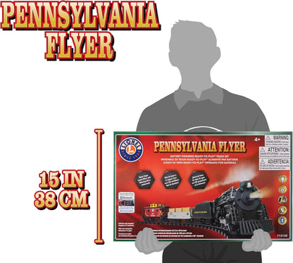 Lionel Pennsylvania Flyer Battery-Powered Train Set - Bluetooth Control, Smoke, Lights & Sounds | 2-Rail Track for Kids 4+