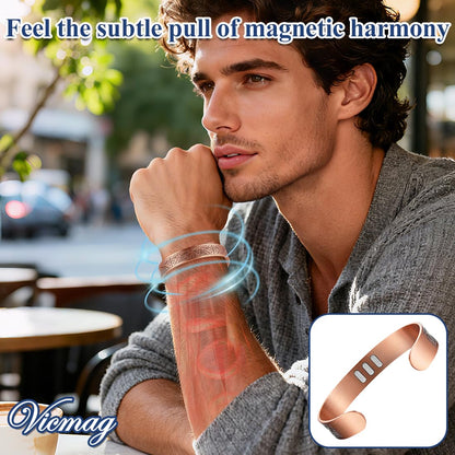 Vicmag Copper Bracelet for Men 9X Strength Magnetic Bracelet Men 99% Pure Copper with 5000 Gauss Magnets, Present Box Adjustable(Life Tree)