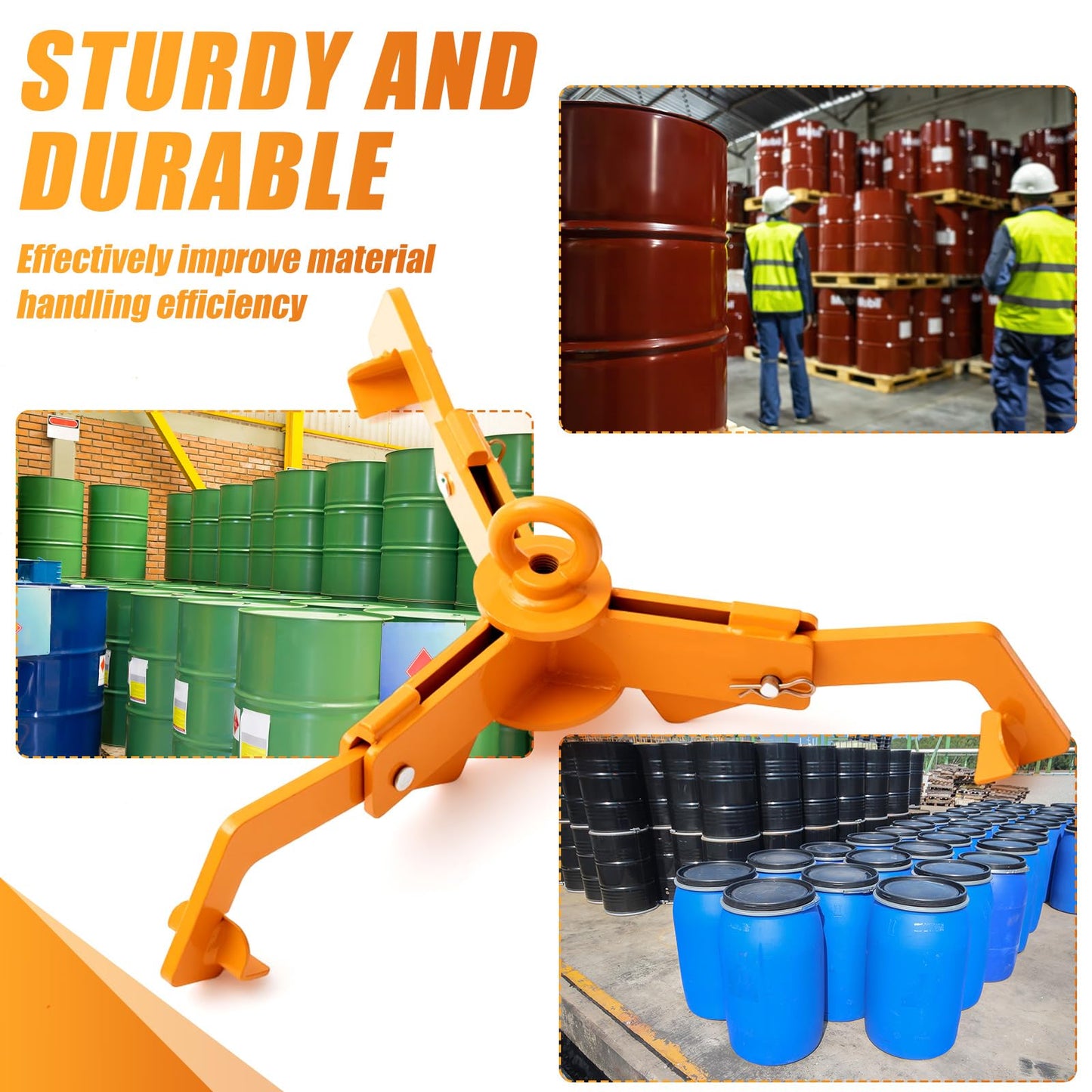 Otoolling 1pcs Open & Closed Head Drum Lifter 1600 lb Capacity, Lifter for 30-55 Gallon Barrel Steel Plastic Drums
