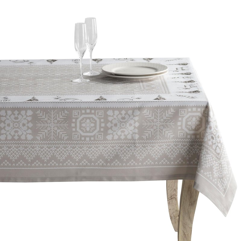 Maison d' Hermine Table Cloth Rectangle Table 100% Cotton 60 x 120 Inches Fall Tablecloth Reusable Everyday Use for Thanksgiving Christmas Decorations Dining Farmhouse Party (Cozy Christmas)