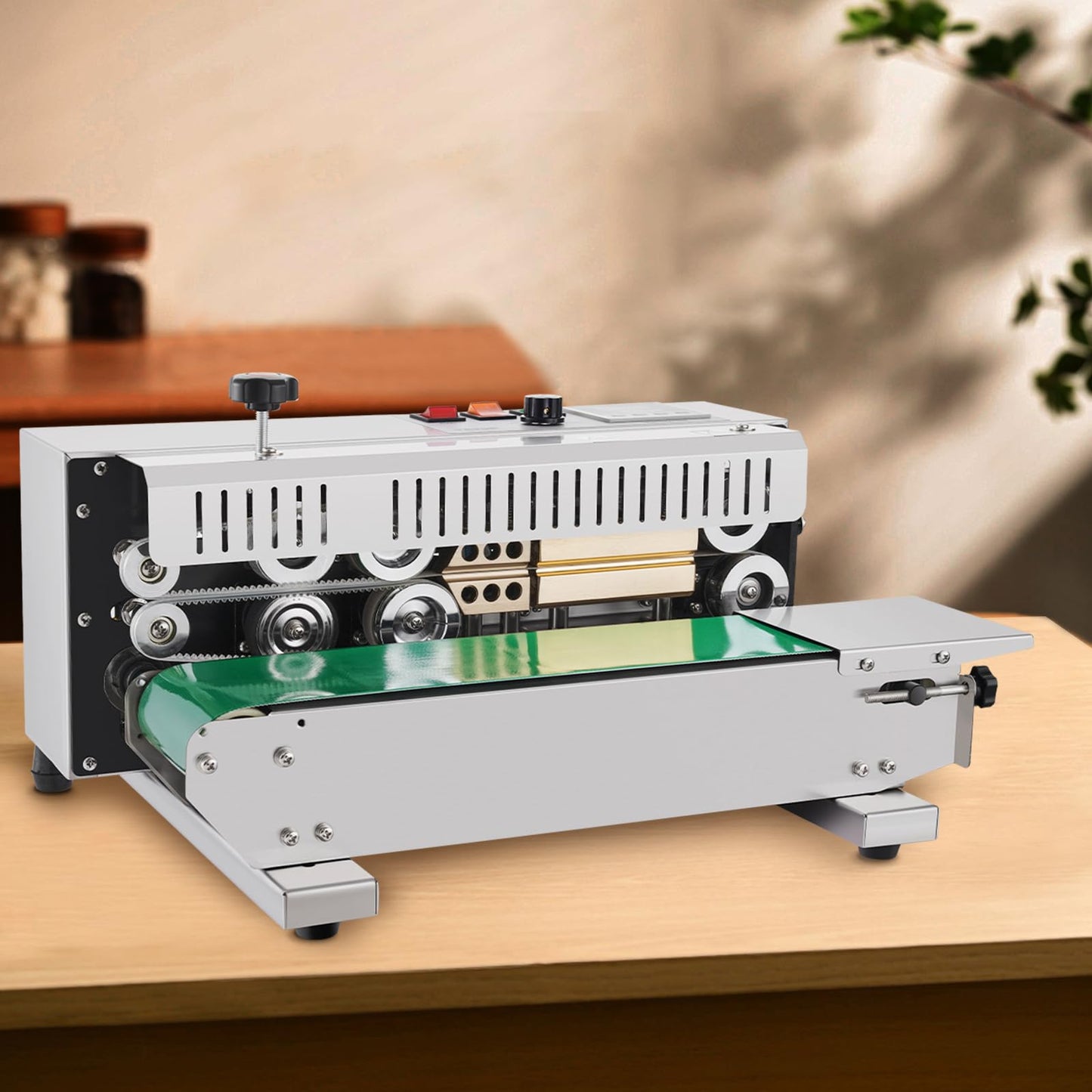VEVOR Continuous Bag Band Sealing Machine, 0.24-0.47 in/6-12 mm Seal Width, Horizontal Band Sealer Machine with Digital Temperature Control Stainless Steel Bag Sealer for 0.02-0.8 mm Plastic Bag Film