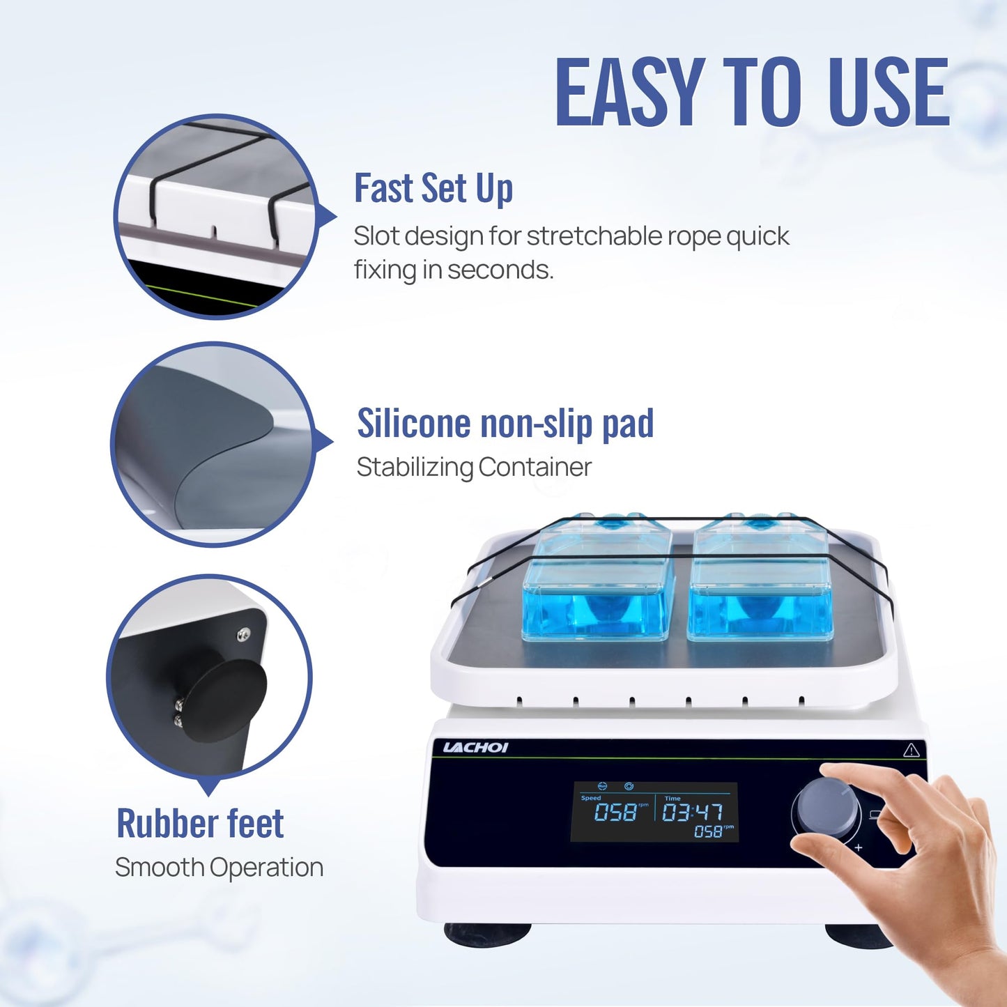 LACHOI LCD Linear Shaker 40-300RPM Capacity 2KG Lab Shaker with Timer Digital Linear Shaker with Continuous Mode or Timer Mode for Laboratory,University