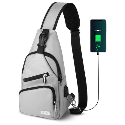 AMJ Crossbody Sling Bag Men Women, Casual Shoulder Backpack, Chest Daypack Satchel for Hiking Travel