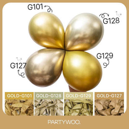 PartyWoo Metallic Gold Balloons 128pcs Different Sizes of 18 12 10 5 Inch Chrome Gold Balloon Arch Kit Garland for Birthday Graduation Baby Shower Wedding Bachelorette Party Decorations Gold-G127