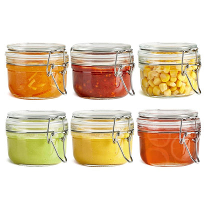 ComSaf 4oz Glass Spice Jars with Airtight Lids (Set of 6), Small Wire Clamp Mason Jars for Herbs, Honey, Jam & DIY Wedding Favors, 120ml Mini Glass Canisters for Pantry & Kitchen Organization