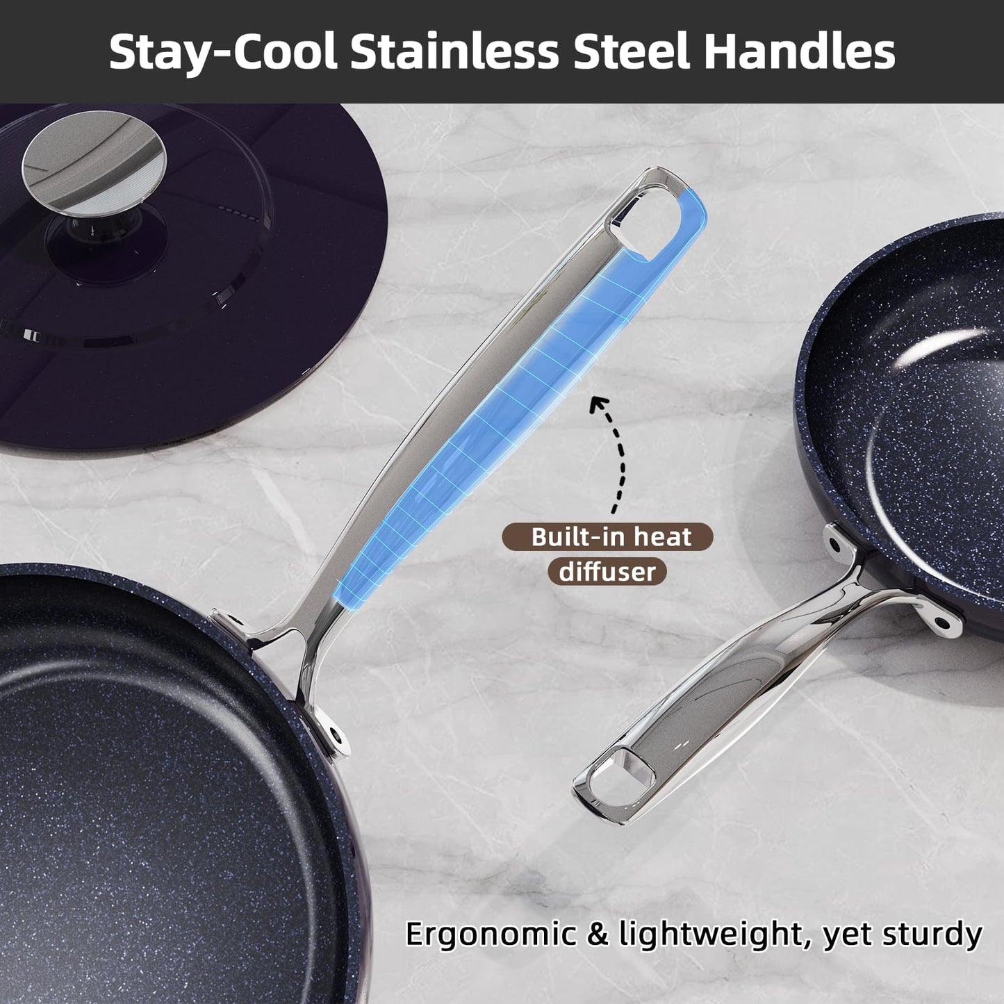 Nuwave Lux 13pc Forged Lightweight Cookware Set PFAS Free, Healthy G10 Duralon Ceramic Coating, Ultra Non-Stick, Stay-Cool Handles, Works on All Cooktops & Induction Ready