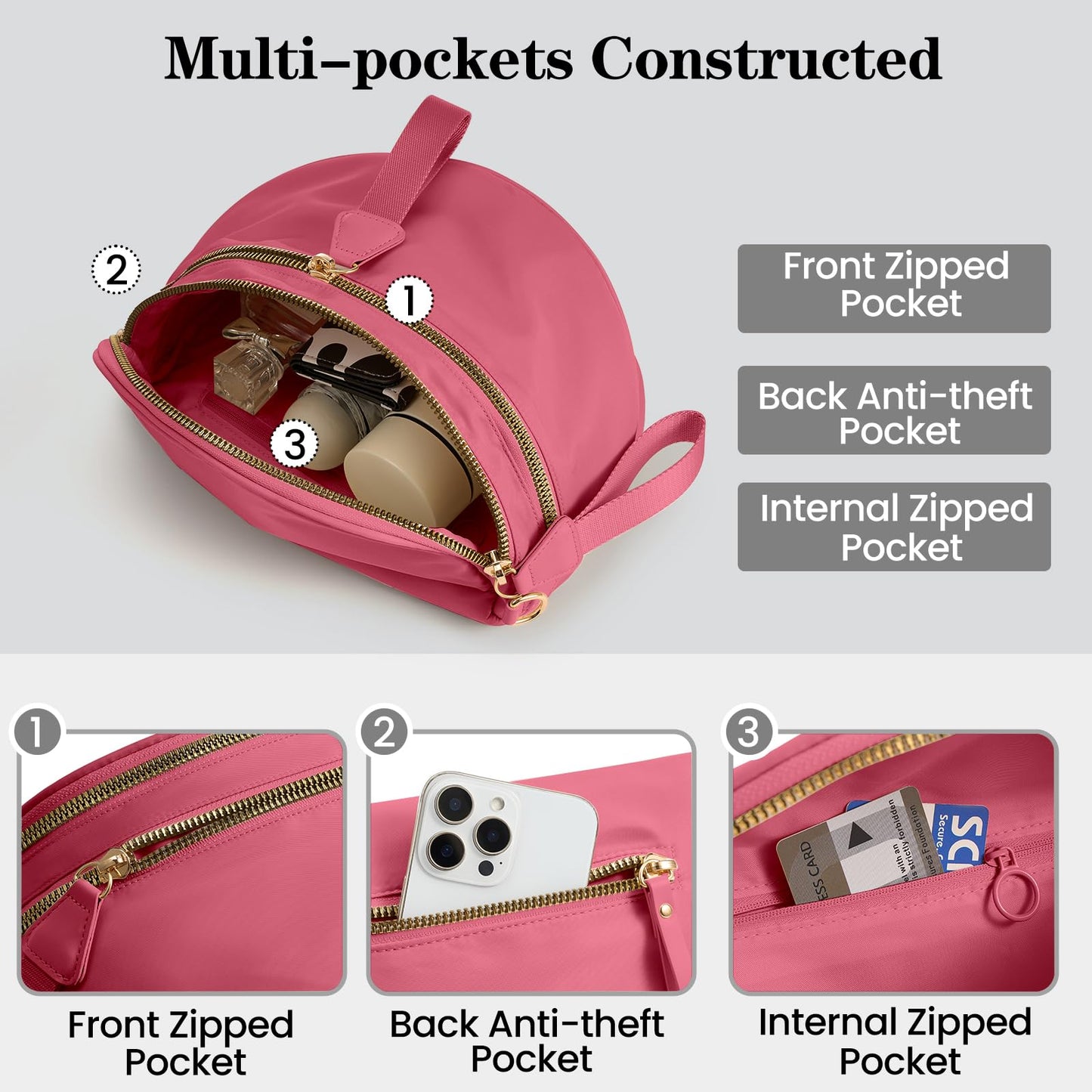 Nylon Crossbody Bags Bum Bag for Women Large Sling Bag Purse with Adjustable Strap（Black）
