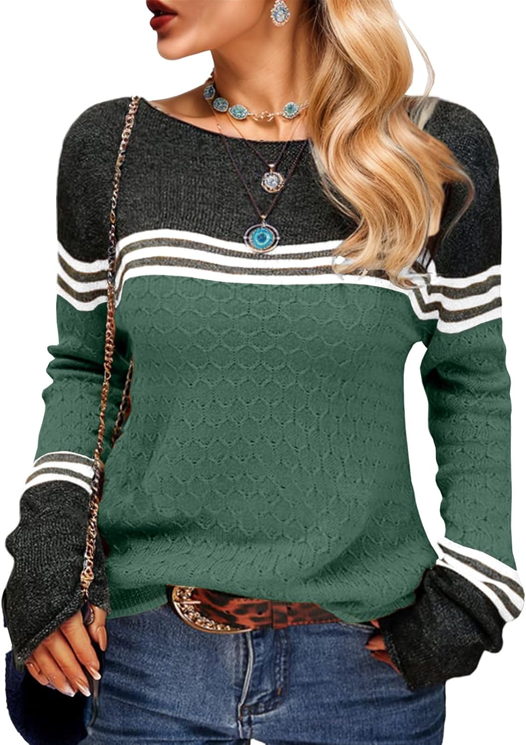 Womens Sweaters Fall 2025 Fashion Boho Trendy Lightweight Pullover Crew Long Sleeve Cute Tops for Women Winter Outfits