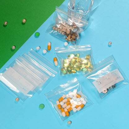125 Packs 6 Mil Sturdy Pill Bags BPA Free Pill Pouch 3 x 2.75 Inch Write-on Label Seal Waterproof Reusable Clear Small Ziplock Plastic Bags for Travel Pill Organizer, Jewelry and Small Craft Pieces