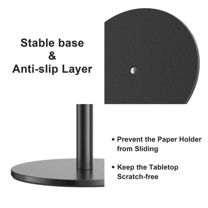 Black Paper Towel Holder Free-Standing, Premium Stainless Steel Paper Rolls Organizer Countertop, Classic Fashion Kitchen Roll Dispenser