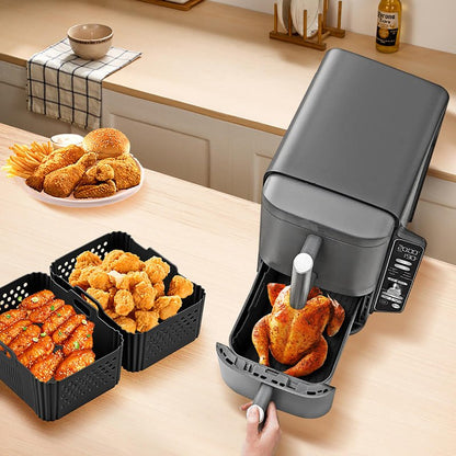 Silicone Air Fryer Liners for Ninja 10QT DoubleStack XL 2-Basket SL401 SL400 SL451 Airfryer,2PCS Reusable Rectangle Perforated Silicone Liners for Ninja DZ302 DZ401 DZ550 Dual Air Fryer Accessories