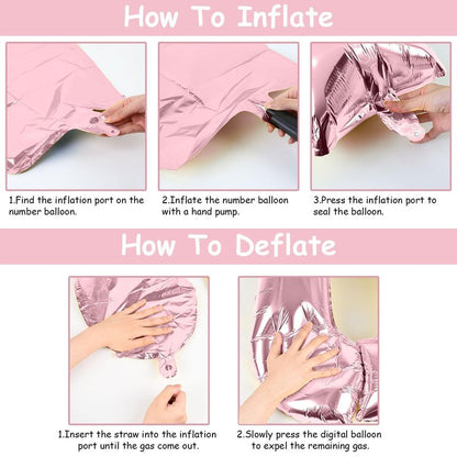 Light Pink Foil Balloon Number 7, 40'' Giant Self Inflating Number Balloons Set 0-9, Large Pastel Pink Number 7 Helium Balloon for Girls 7th Birthday Princess Party Decorations Supplies